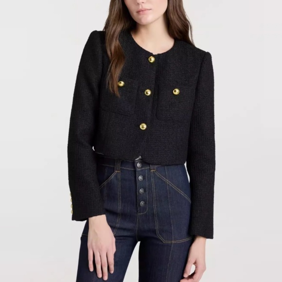 cinq a sept Jackets & Blazers - NWT Cinq a Sept 5a7 Auden Cropped Jacket - Black Noir Tweed Casual